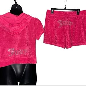 JUICY COUTURE RHINESTONE TERRYCLOTH WATERMELON SHORT-SLEEVE & SHORT SET NWT